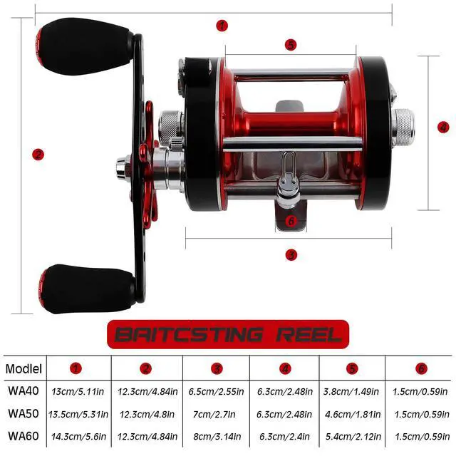 Alt view image 3 of 7 - Fishing Reels Round Baitcasting Reel - Conventional Reel - Reinforced Metal Body and Supreme Star Drag