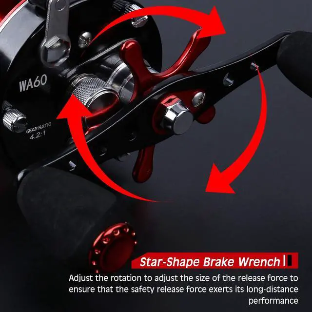 Alt view image 5 of 7 - Fishing Reels Round Baitcasting Reel - Conventional Reel - Reinforced Metal Body and Supreme Star Drag