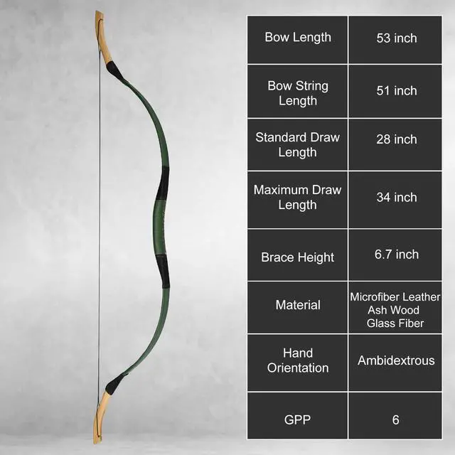 Alt view image 2 of 6 - AF Archery 53" Fiberglass Recurve Bow Traditional Horse Bow 20-60lbs | Premium Fiberglass Construction | Ambidextrous Design | Smooth & Accurate Shooting | Horseback Archery | Beginner to Advanced