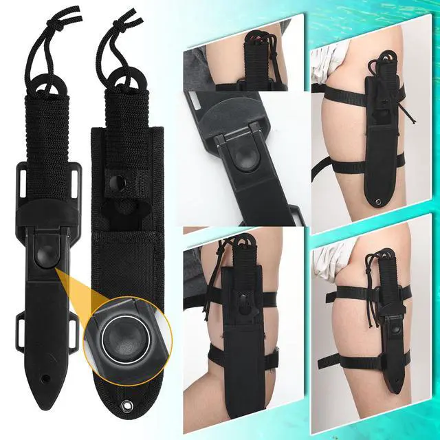 Alt view image 5 of 7 - 14 Pcs Hawaiian Sling Fishing Spear Set Fiberglass Pole Spear with 3 Prong Tips Diving Lobster Knife with Holster 2 Sheath 2 Pairs Leg Straps Fish Buckle for Diving Spearfishing(Yellow)