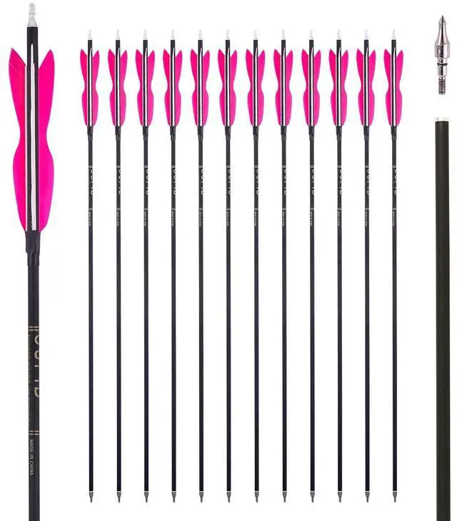 Main image of 31" Carbon Hunting Arrows with 5" Turkey Feathers, Pack of 12 | Spine 500, Archery Target Practice, For Recurve Bow and Long Bow