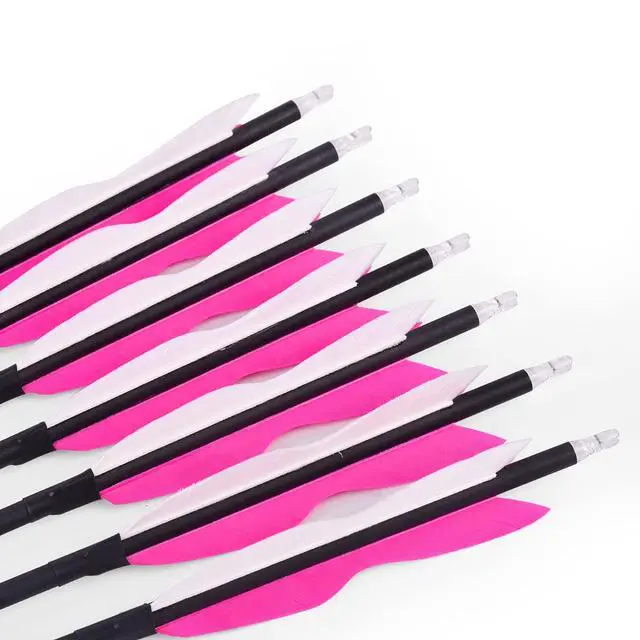 Alt view image 3 of 7 - 31" Carbon Hunting Arrows with 5" Turkey Feathers, Pack of 12 | Spine 500, Archery Target Practice, For Recurve Bow and Long Bow
