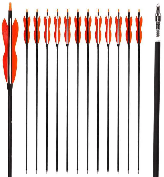 Main image of 31" Carbon Hunting Arrows with 5" Turkey Feathers, Pack of 12 | Spine 500, Archery Target Practice, For Recurve Bow and Long Bow