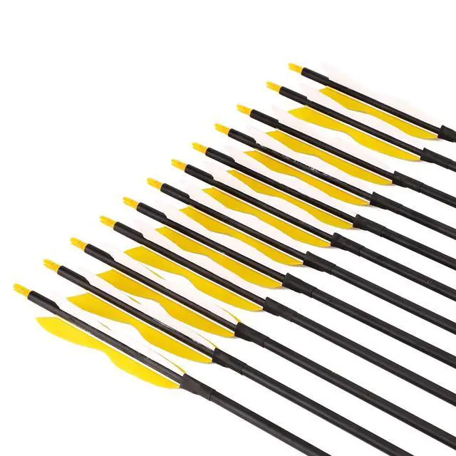 Alt view image 4 of 7 - 31" Carbon Hunting Arrows with 5" Turkey Feathers, Pack of 12 | Spine 500, Archery Target Practice, For Recurve Bow and Long Bow