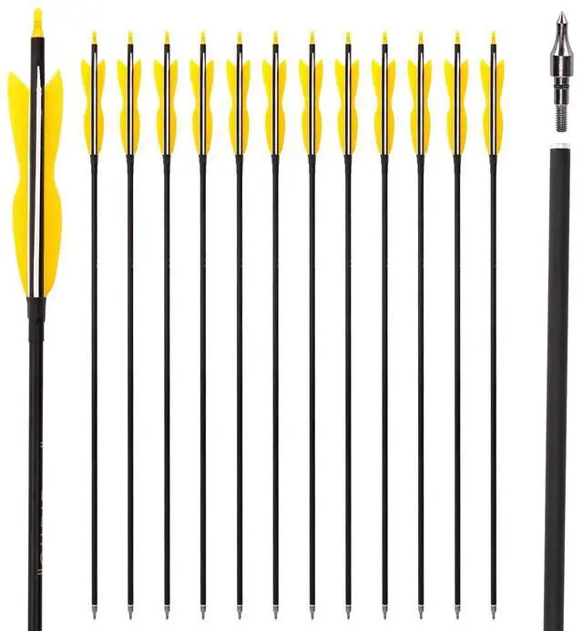 Main image of 31" Carbon Hunting Arrows with 5" Turkey Feathers, Pack of 12 | Spine 500, Archery Target Practice, For Recurve Bow and Long Bow