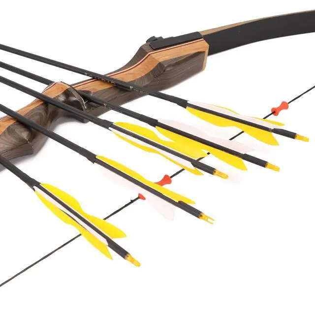 Alt view image 5 of 7 - 31" Carbon Hunting Arrows with 5" Turkey Feathers, Pack of 12 | Spine 500, Archery Target Practice, For Recurve Bow and Long Bow
