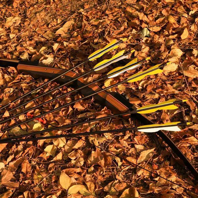 Alt view image 7 of 7 - 31" Carbon Hunting Arrows with 5" Turkey Feathers, Pack of 12 | Spine 500, Archery Target Practice, For Recurve Bow and Long Bow