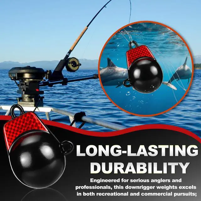 Alt view image 3 of 6 - Coated Downrigger Ball Weight with Keel Downrigger Weights Vinyl-Coated Trolling Weight for Boats Round Marine Accessories Black