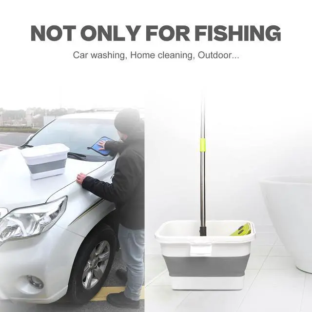 Alt view image 5 of 6 - Live Bait or Fish Bucket with Aerator, 14 Quarts Multi-Function Collapsible Fishing Container Box with Rechargeable Air Pump