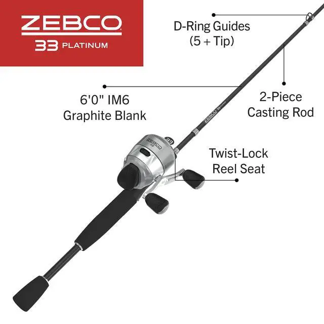 Alt view image 2 of 7 - 33 Platinum Spincast Reel and Fishing Rod Combo, Anti-Reverse Clutch