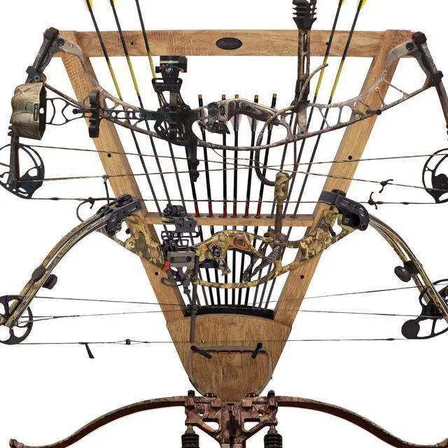Alt view image 2 of 7 - Wall Mounted Bow and Arrow Display Rack for Hunting & Archery Accessories Real Tree 3-Bow Holder & 12-Arrow Storage Handcrafted Small Bows & Big Bow Hanger w/Arrow Holders