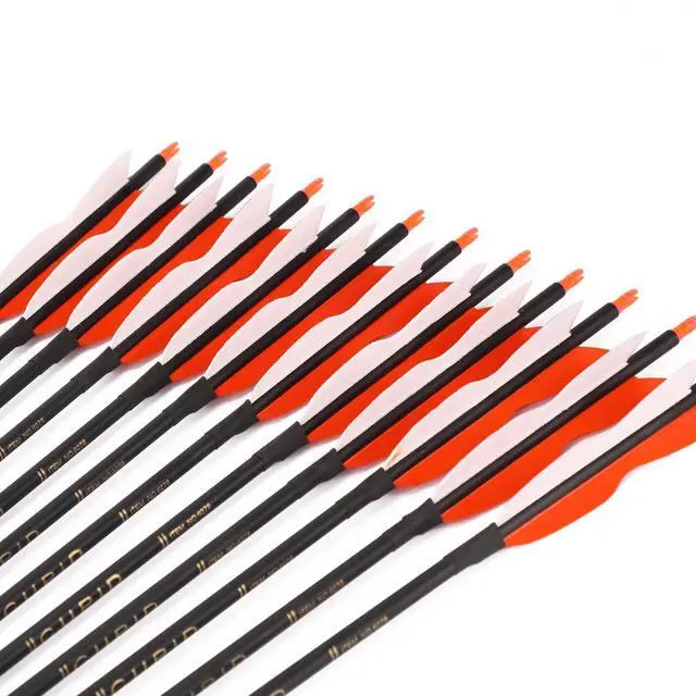 Alt view image 4 of 7 - 31" Carbon Hunting Arrows with 5" Turkey Feathers, Pack of 12 | Spine 500, Archery Target Practice, For Recurve Bow and Long Bow