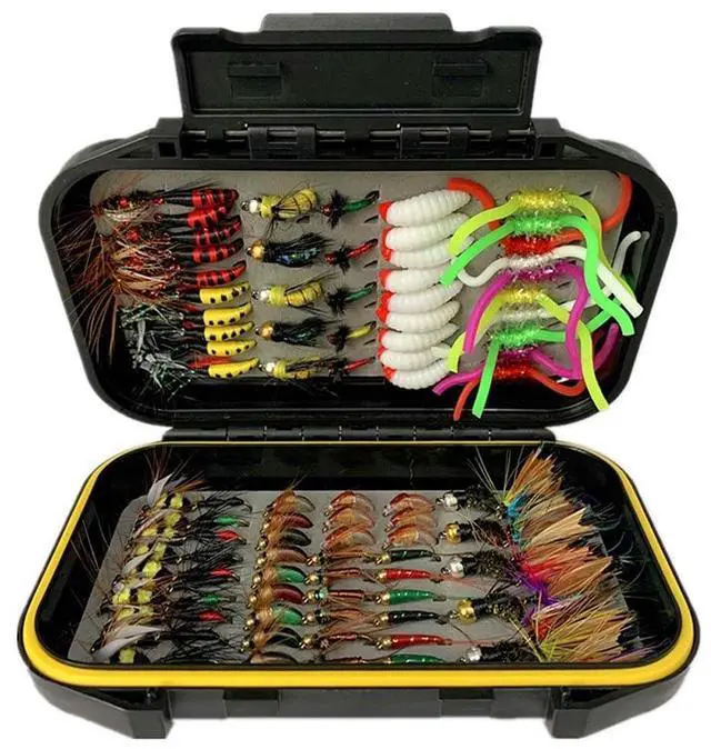 Alt view image 4 of 7 - OutdoorFishing Fly Fishing Flies Kit Fly Assortment Trout Bass Fishing with Fly Box, 33/48/72/100/114/148pcs with Dry/Wet Flies, Nymphs, Streamers, Popper