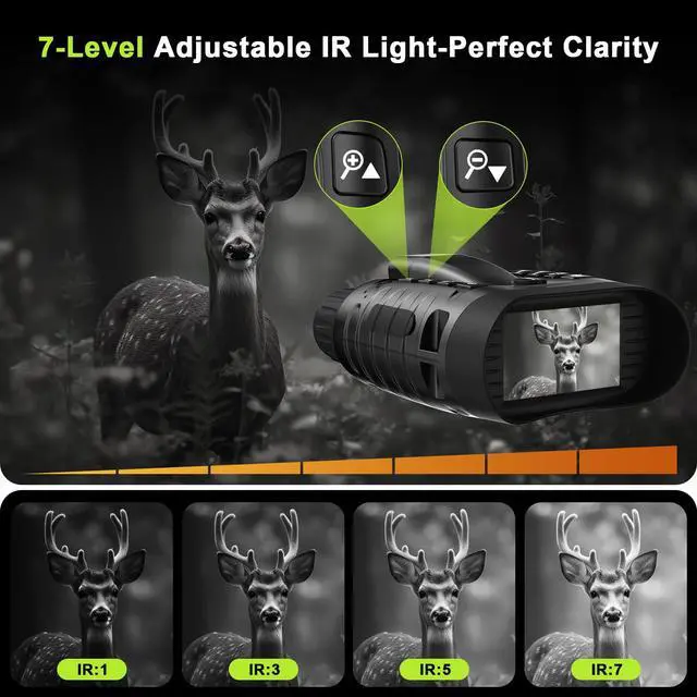 Alt view image 5 of 7 - 4K Night Vision Goggles, Night Vision Binoculars with Rangefinder, 3.2" HD Screen, 5000mAh Rechargeable Battery, 32GB TF Card for Adults, Camping, Wildlife Observation