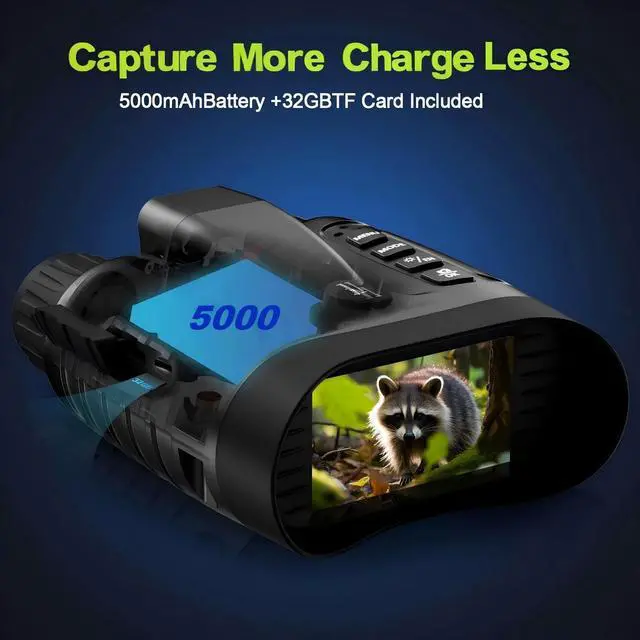 Alt view image 6 of 7 - 4K Night Vision Goggles, Night Vision Binoculars with Rangefinder, 3.2" HD Screen, 5000mAh Rechargeable Battery, 32GB TF Card for Adults, Camping, Wildlife Observation