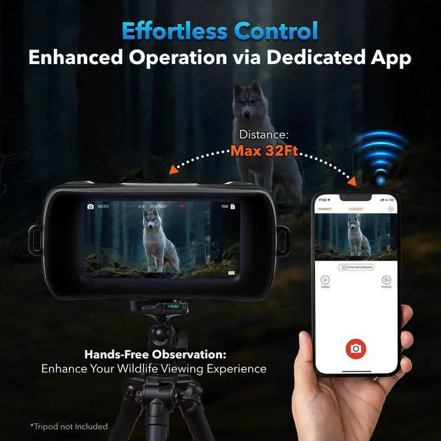 Alt view image 4 of 6 - Night Vision Goggles Binoculars with Remote Monitor on App | Crystal Clear 4K UHD Video & 52MP Full Color Photos on 4" HD Screen |10X Zoom Ideal for Camping Hunting & Wildlife Observation