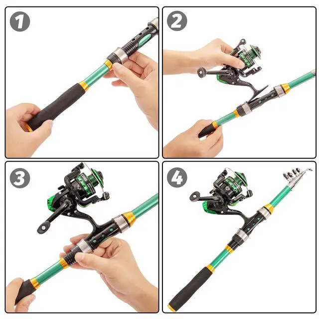 Alt view image 6 of 7 - I00000 Fishing Rod and Reel Combos with Fiberglass Telescopic Fishing Pole - Spinning Reel Fishing Carrier Bag, Freshwater and Saltwater Fishing Rod Kit,Travel Fishing Kit for Bass Trout
