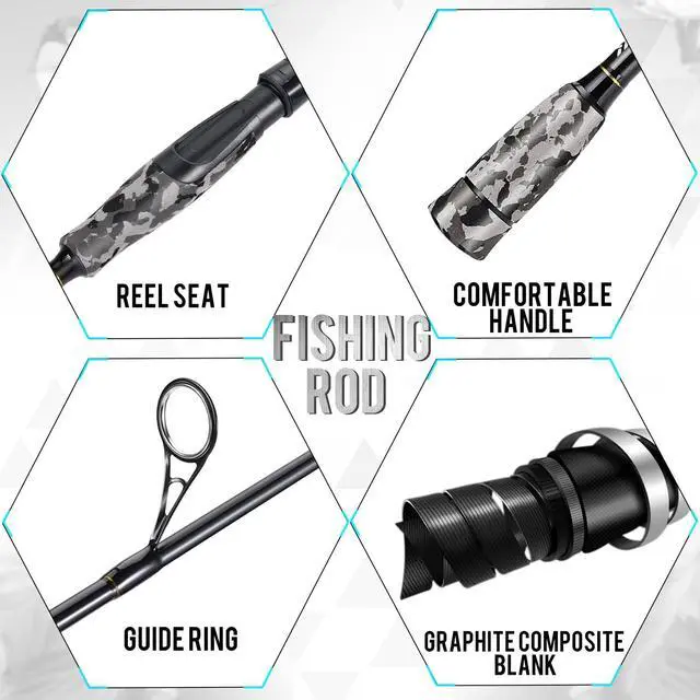 Alt view image 3 of 7 - Fishing Rod and Reel Combo, Stainless Steel Guides Fishing Pole with Spinning Reel Combo for Bass Fishing