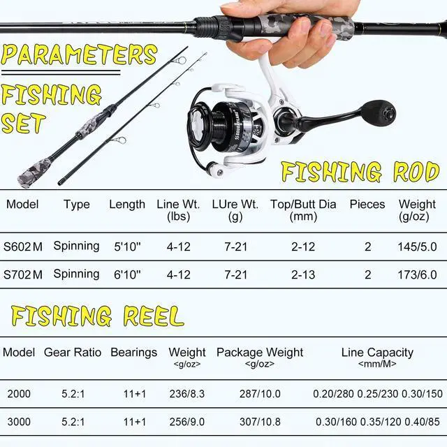 Alt view image 5 of 7 - Fishing Rod and Reel Combo, Stainless Steel Guides Fishing Pole with Spinning Reel Combo for Bass Fishing