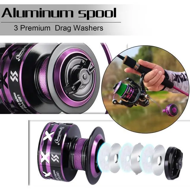 Alt view image 3 of 7 - Fishing Rod and Reel Combo, Stainless Steel Guides Fishing Pole with Spinning Reel Combo for Saltwater and Freshwater