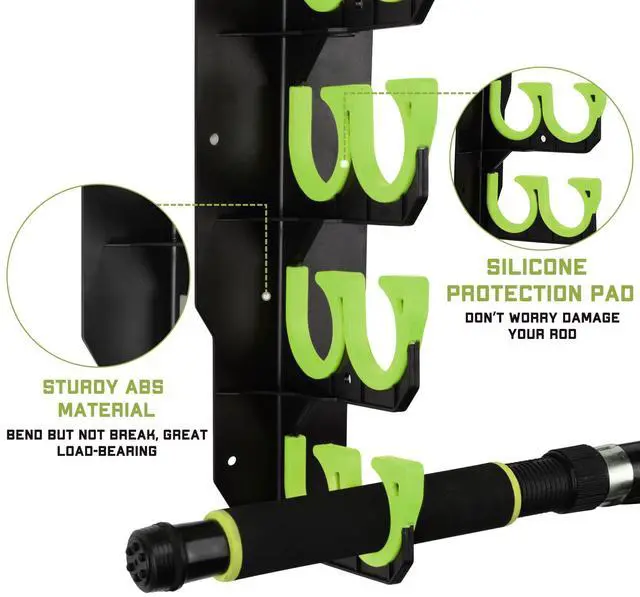 Alt view image 4 of 6 - Fishing Rod Holders, Fishing Pole Holders for Garage, Wall or Ceiling Mounted Fishing Rod Rack Holds Up to 10 Rods(2 Pack)