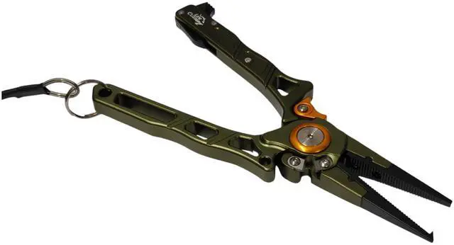 Main image of Elite Saltwater Fishing Pliers, Patented Ceramic Braid and Line Cutter, Hook Remover, Sheath and Lanyard (Split Ring Tip)