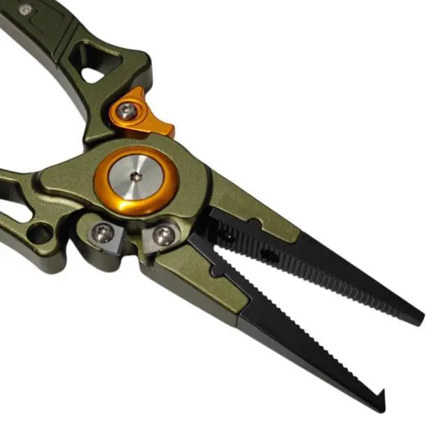Alt view image 2 of 5 - Elite Saltwater Fishing Pliers, Patented Ceramic Braid and Line Cutter, Hook Remover, Sheath and Lanyard (Split Ring Tip)