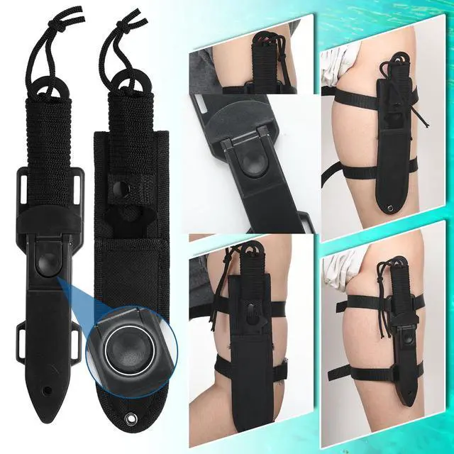 Alt view image 4 of 7 - 14 Pcs Hawaiian Sling Fishing Spear Set Fiberglass Pole Spear with 3 Prong Tips Diving Lobster Knife with Holster 2 Sheath 2 Pairs Leg Straps Fish Buckle for Diving Spearfishing(Dark Blue)