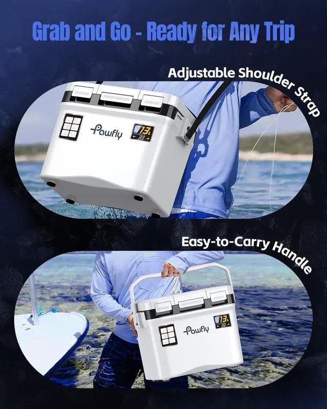Alt view image 7 of 7 - 13-19 QT Live Bait Cooler, Leak-Proof Fishing Cooler with Rechargeable Aerator, Portable Fish Livewell for Boat, Insulated Minnow Bucket for Shrimp & Live Fish, Hard Cooler Box for Fishing