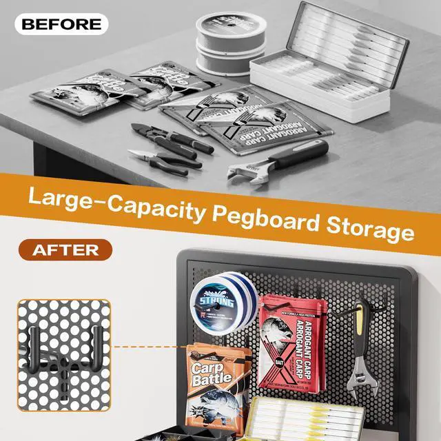 Alt view image 3 of 6 - Fishing Rod Holders, Rolling Fishing Rod Rack for Garage & Boat, Tackle Box & Reel Holder Cart, Easy Assembly Fishing Gear Management System, Ideal Birthday Gift for Men Dad Anglers
