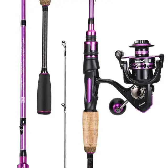 Alt view image 2 of 7 - Fishing Pole, 30-Ton Carbon Fiber Fishing Rod and Reel Combo, 2 Pcs Blanks Spinning Reel Combos