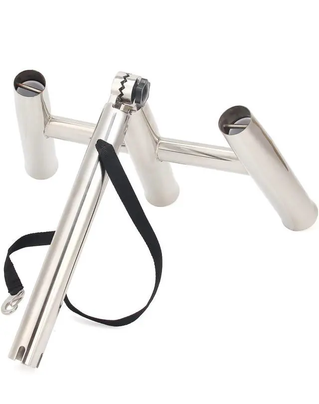 Alt view image 6 of 7 - 3 Tube Rod Holder-Stainless Steel Trident Outrigger Stylish-Tree Triple Rod Holder Adjustable Silver Kite Fishing Mount 3-Rod Racks for Boat, Ship, Yacht