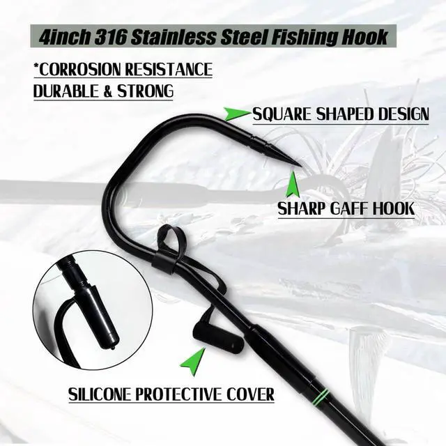 Alt view image 3 of 7 - Fishing Gaff Portable Travel Fish Gaff with S316 Stainless Steel Fishing Hook Non-Slip Camouflage Handle 1Piece/2Piece Gaff for Saltwater Offshore 4'/6'/8'