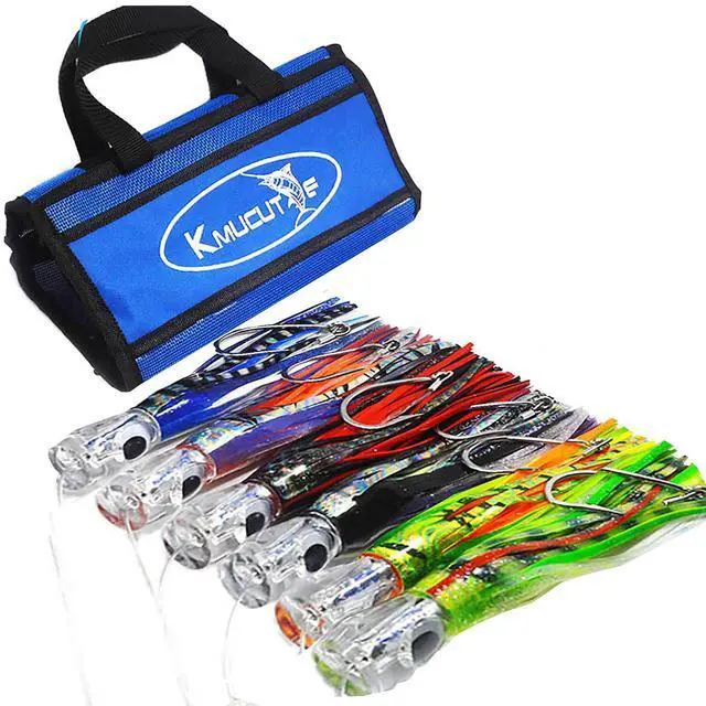 Main image of Set 6 Pcs Saltwater Trolling Lure 6.5/7/9 inch Marlin Deep Sea Fishing Bait | For Tuna Dolphin Sailfish Shark Big Game Fishing Tackle