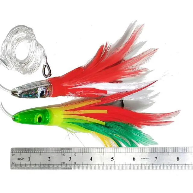 Alt view image 6 of 7 - Set 6 Pcs Saltwater Trolling Lure 6.5/7/9 inch Marlin Deep Sea Fishing Bait | For Tuna Dolphin Sailfish Shark Big Game Fishing Tackle