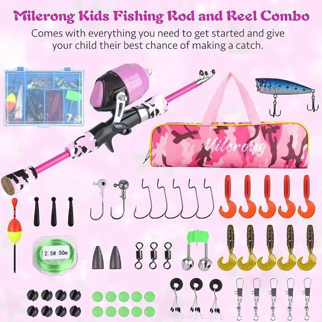 Alt view image 4 of 7 - Kids Fishing Rod, Kids Fishing Pole Portable Telescopic Fishing Rod and Reel Combo Kit for Boys, Girls, Youth - with Spincast Fishing Reel, Fishing Tackles, Fishing Lures, Fishing Lines