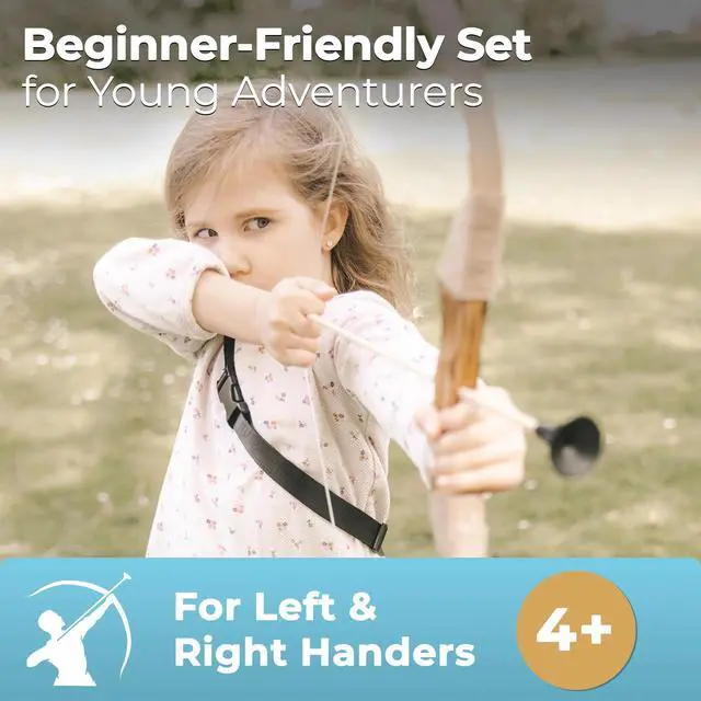Alt view image 2 of 7 - ® Kids Bow and Arrow Set - Bow and Arrow for Kids Ages 4-8, Toy Archery Set with 6 Suction Cup Arrows, Wooden Target & Quiver