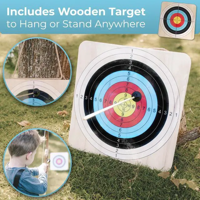 Alt view image 7 of 7 - ® Kids Bow and Arrow Set - Bow and Arrow for Kids Ages 4-8, Toy Archery Set with 6 Suction Cup Arrows, Wooden Target & Quiver