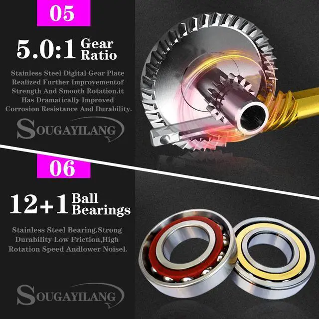 Alt view image 5 of 7 - Fishing Pole, 30-Ton Carbon Fiber Fishing Rod and Reel Combo, 2 Pcs Blanks Spinning Reel Combos