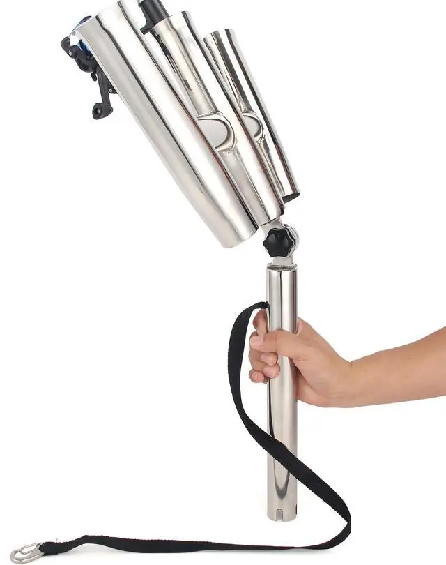 Alt view image 5 of 7 - 3 Tube Rod Holder-Stainless Steel Trident Outrigger Stylish-Tree Triple Rod Holder Adjustable Silver Kite Fishing Mount 3-Rod Racks for Boat, Ship, Yacht