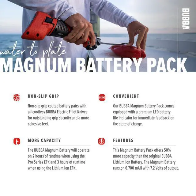 Alt view image 4 of 7 - Magnum Lithium Ion Pack - Additional or Replacement Battery for Electric Fillet Knife - 50% More Capacity