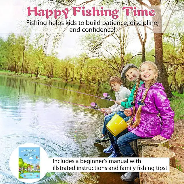 Alt view image 6 of 7 - Kids Fishing Rod, Kids Fishing Pole Portable Telescopic Fishing Rod and Reel Combo Kit for Boys, Girls, Youth - with Spincast Fishing Reel, Fishing Tackles, Fishing Lures, Fishing Lines