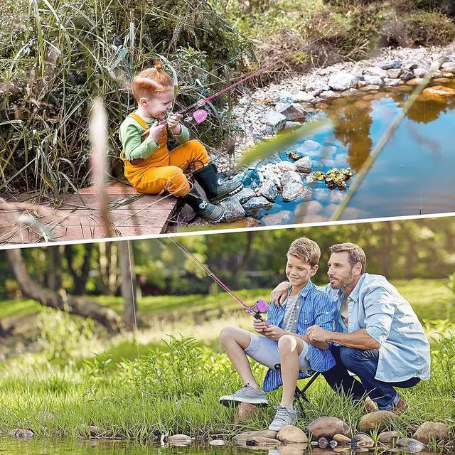 Alt view image 7 of 7 - Kids Fishing Rod, Kids Fishing Pole Portable Telescopic Fishing Rod and Reel Combo Kit for Boys, Girls, Youth - with Spincast Fishing Reel, Fishing Tackles, Fishing Lures, Fishing Lines