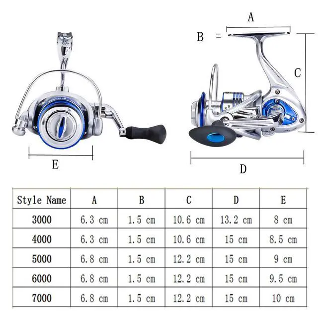 Alt view image 2 of 7 - Spinning Fishing Reels for Saltwater Freshwater 3000 4000 5000 6000 7000 Spools Ultra Smooth Ultralight Powerful Trout Bass Carp Gear Stainless Ball Bearings Metal Body Ice Fishing Reels
