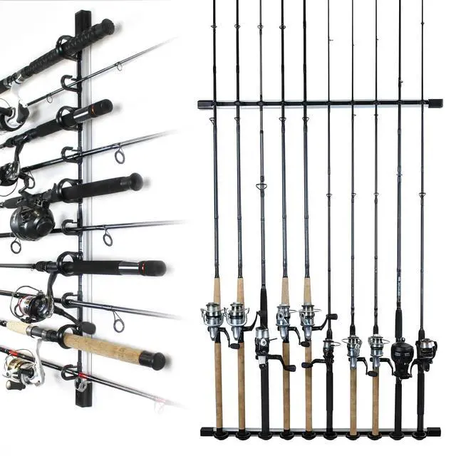 Main image of Fishing Rod Holder, Garage Organization and Wall Storage, for Reels, Gear and Accessories (Vertical/Horizontal Rack)
