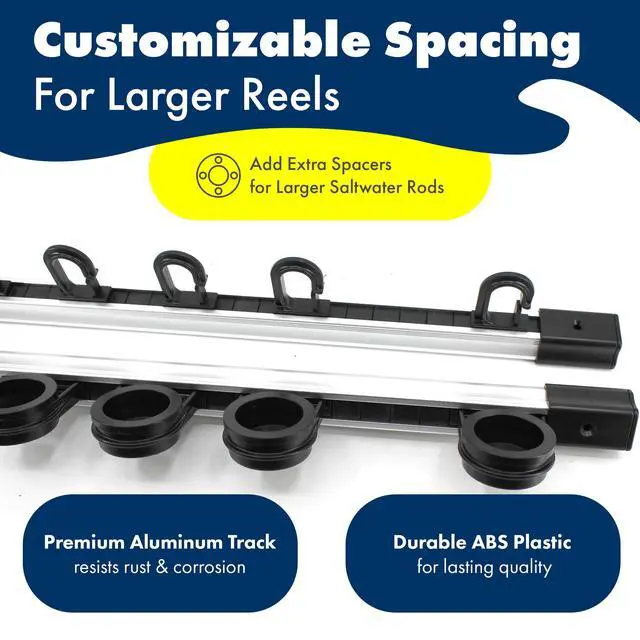 Alt view image 3 of 7 - Fishing Rod Holder, Garage Organization and Wall Storage, for Reels, Gear and Accessories (Vertical/Horizontal Rack)