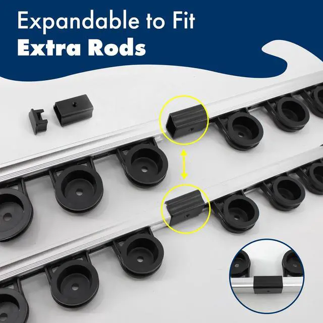 Alt view image 5 of 7 - Fishing Rod Holder, Garage Organization and Wall Storage, for Reels, Gear and Accessories (Vertical/Horizontal Rack)