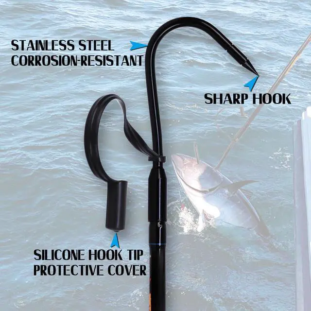 Alt view image 2 of 6 - Fishing Gaff Portable Fish Gaff with Stainless Steel Fishing Hook,Non-Slip Grip Handle and Fiberglass Shaft for Saltwater Offshore 3'/5'/6'/6'6"