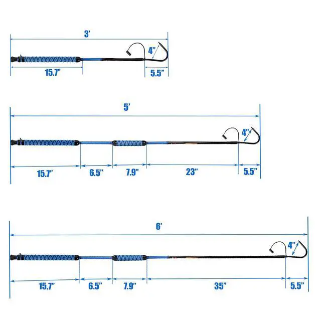 Alt view image 4 of 6 - Fishing Gaff Portable Fish Gaff with Stainless Steel Fishing Hook,Non-Slip Grip Handle and Fiberglass Shaft for Saltwater Offshore 3'/5'/6'/6'6"
