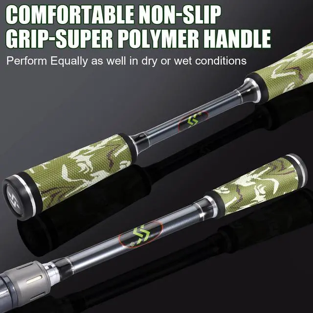Alt view image 4 of 7 - Spinning Combo 30+24Ton Carbon Fiber 2-Piece Rod, M/MH Power, 19LB Drag, 5.2:1 Gear Ratio, Lightweight Saltwater Freshwater Kit for Bass, Trout, Salmon, Catfish (6/7 /7'6''Options)